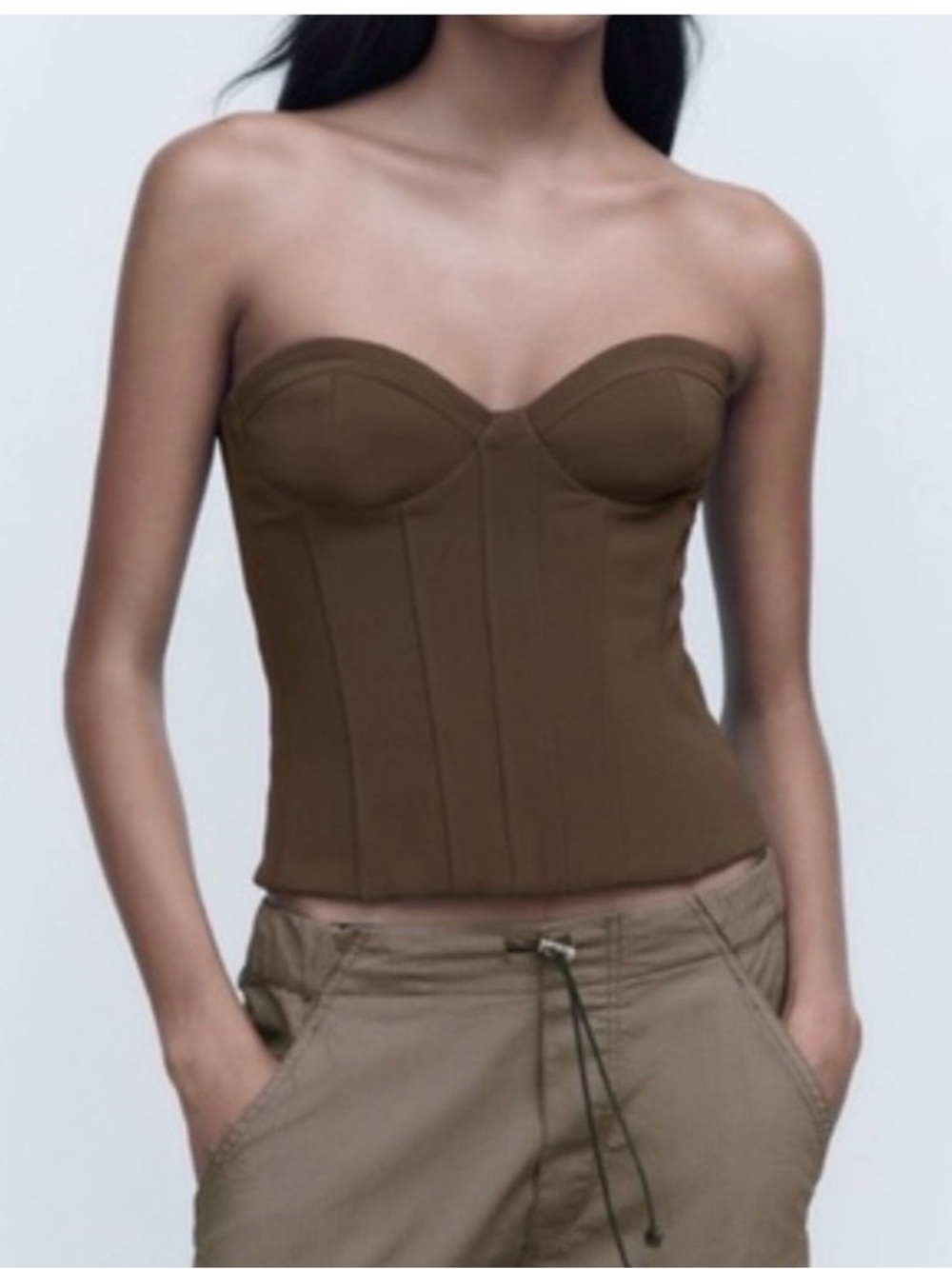 ZARA Brown Corset Top, Size Small
